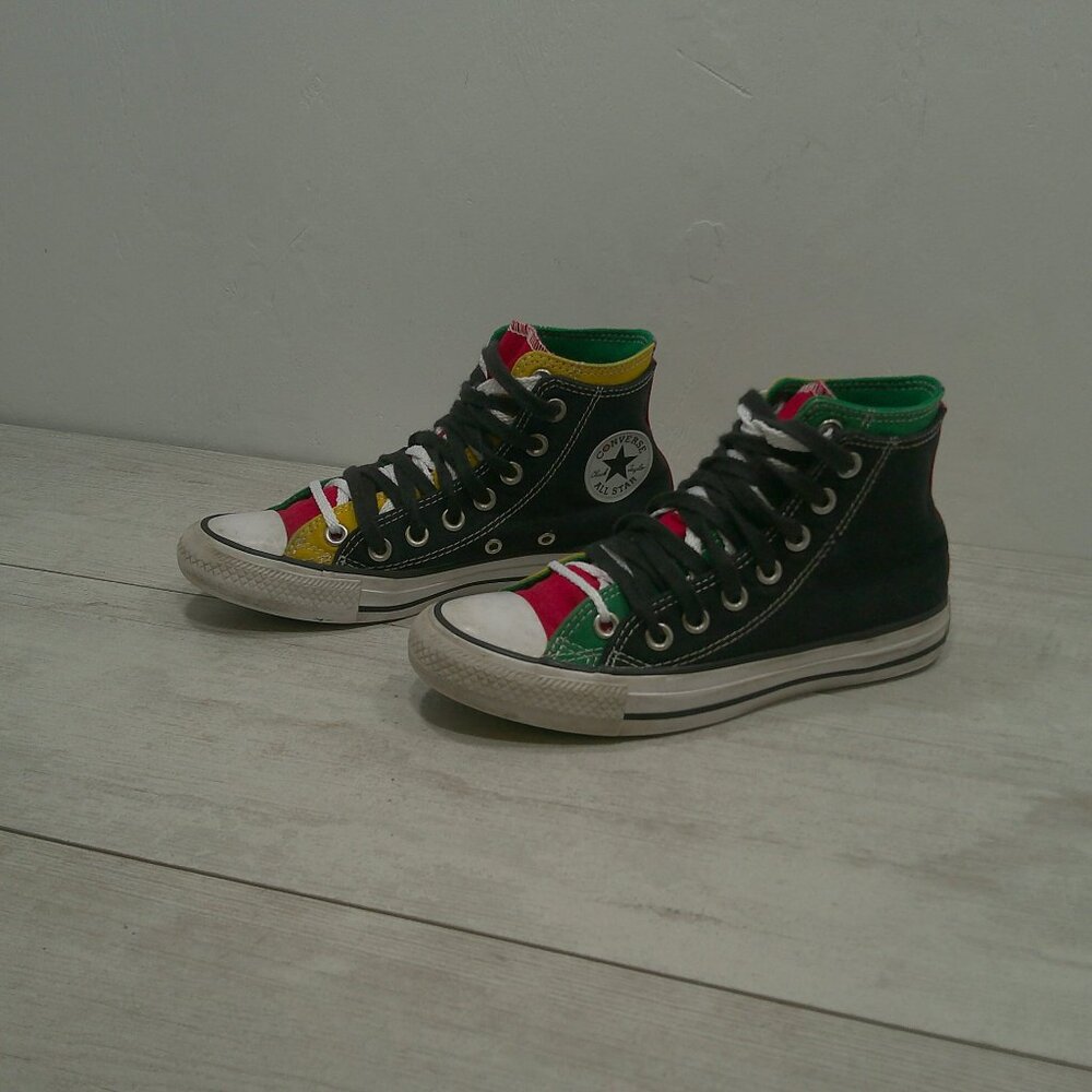 Chuck Taylor Converse All Star Hi Double Upper Multicolored Dbl Lace Sz M4 /W6 - Picture 8 of 12